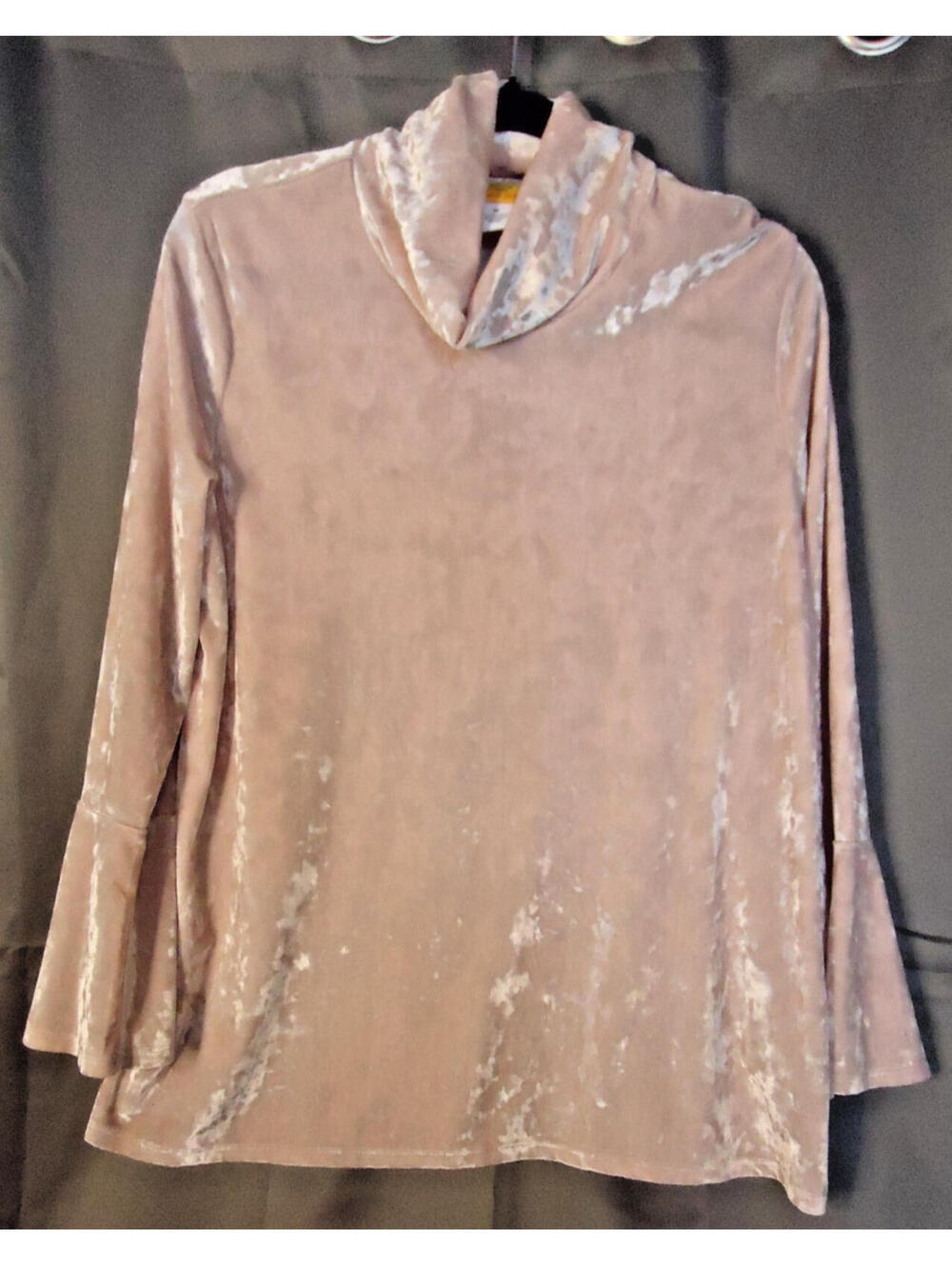 Ruby Rd Velour Turtleneck Bell Sleeve Blouse Size Medium Pink Y2K Vintage